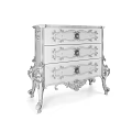Classical Chest of Drawers with Silver and Gold Carved Details and Ornate Legs