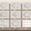 Various Decorative Floor Drain Designs With Unique Metal Grate Patterns 3d model