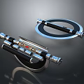 Futuristic Weapons With Metal Design Black And Silver Circular Structure And Handles
