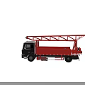 Red Functional Truck With Elevated Metal Rack For Field Work Operations 3d model