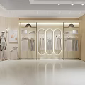 Modern Clothing Store Interior With Arched Display Racks Mannequins And Hanging Clothes