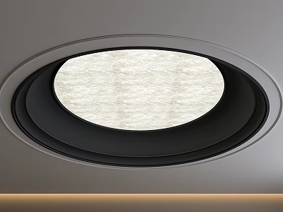 Modern Ceiling Design With Circular Light Colored Panel And Black Trim Featuring LED Lighting Strip 3d model