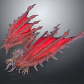 Detailed Intricate Mythical Red Spiked Wings Decorative Fantasy Creature Artwork