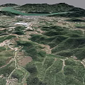 Beautiful Scenic Landscape With Green Mountains Winding River And Lush Vegetation