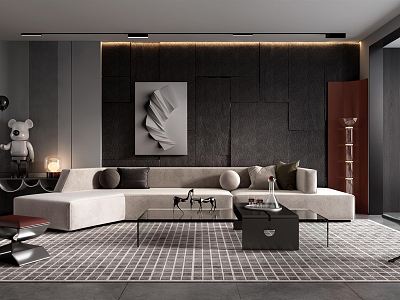 Modern Living Room Sofa Coffee Table Set Sofa Background Wall Living Room Decoration Stone Background Wall Leisure Chair model