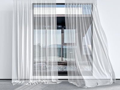 modern curtain gauze curtain 3d model