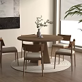 New Chinese Dining Table and Chair Combination Round Table Log Dining Chair 3d model