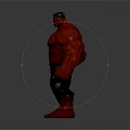 Red Muscular Game Movie Character With Strong Build And Black Pants