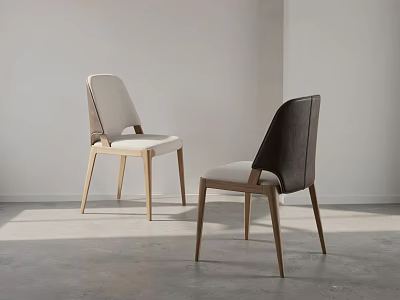 Modern Dining Chairs With Upholstered Seats And Wooden Legs In Different Colors 3d model