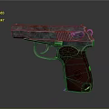 Vintage Pistol Featuring Silver Metal Brown Leather Grip Shiny Surface On Dark Reflective Background