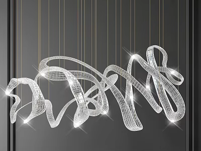 Modern Curved Crystal Chandelier With Intricate Design And Sparkling Light For Contemporary Interior 3d model