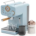 Stylish Green Coffee Machine With Wooden Handle Glass Cups Coffee Canister And Color Options