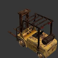Rusty Yellow Industrial Forklift Utility Vehicle For Warehouse Lifting Tasks
