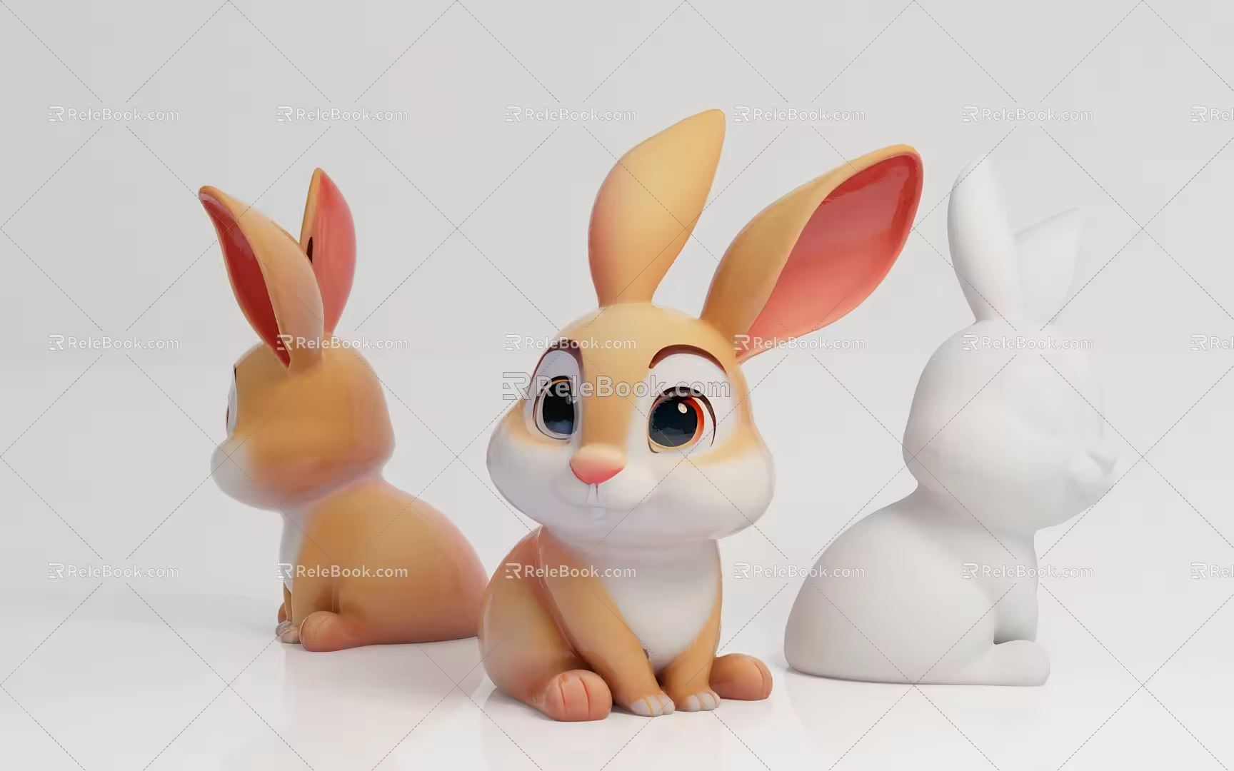 Rabbit Animal Cartoon Image Q Edition US Chen IP Cartoon Game Hand-held Ornaments Pit-in Decoration Scene Atmosphere Poultry 3d model