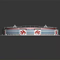 Oval Stadium Architectural Model With Red Seats Green Field And Gray Roof