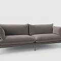 Modern Gray Double Sofa With Metal Frame And Comfortable Upholstered Cushions 3d model