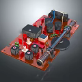 Detailed Computer Circuit Board Featuring Electronic Components Capacitors Resistors Coils And Spring 3d model