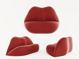 Lazy Sofa Chair Red Sofa Red Lip Sofa Single Sofa Chair 3d model