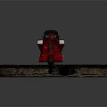Red Motorcycle With Black Seat Logos And Circular Parts On Circular Metal Platform