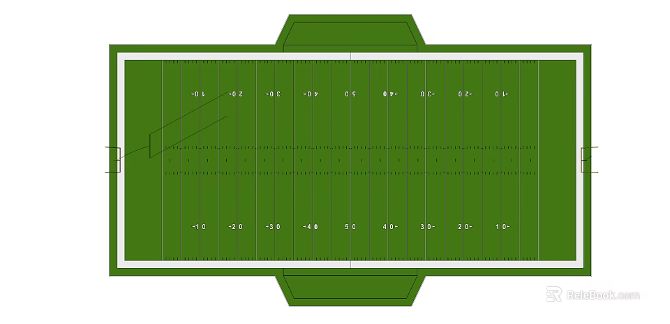 American Football Field Layout With Yard Lines And End Zone Dimensions 3d model 