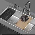 Stainless Steel Kitchen Sink With Drain Board Cutting Board Grapes And Faucet