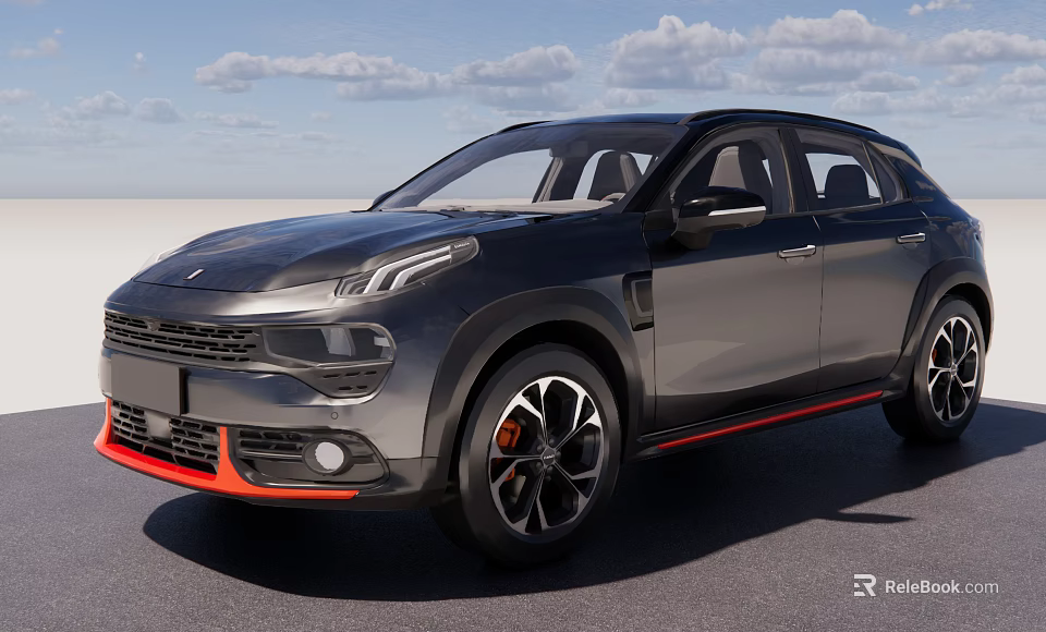 Stylish Black Compact SUV With Modern Exterior And Red Accent Details 3d model 