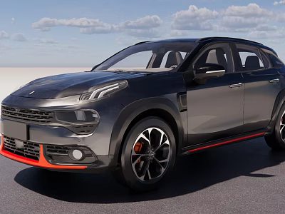 Stylish Black Compact SUV With Modern Exterior And Red Accent Details 3d model