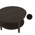 Black Wooden Round Coffee Table With Lower Shelf And Simple Design 3d model