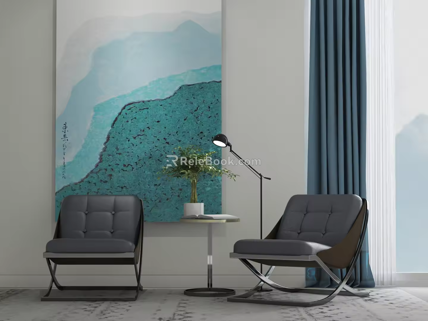 Modern Casual Sofa Combination Single Sofa Coffee Table Combination 3d model