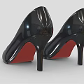 Stylish Black Patent Leather High Heels With Red Heels And Pointed Toe Design
