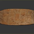 Rustic Handcrafted Orange Bench With Checkerboard Pattern Surface And Short Sturdy Legs