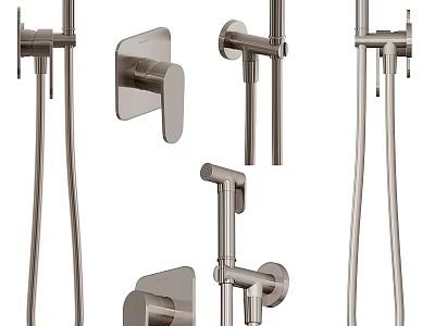 Various Modern Water Faucets With Wall Mounted Single Handle And Metal Features 3d model