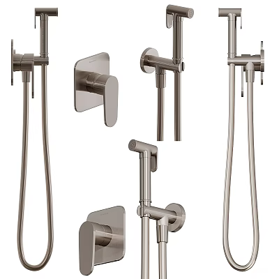 Various Modern Water Faucets With Wall Mounted Single Handle And Metal Features 3d model