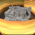3D Abstract Architectural Structure With White Block Design And Multi Layered Steps