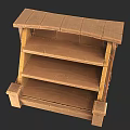 Rustic Wooden Open Shelf Unit With Multiple Shelves For Storage And 3d model