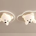 Cute White Bear Shaped Ceiling Lights With Cloud Shaped Light Strips For Kids Room