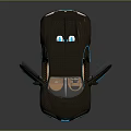 Sleek Carbon Fiber Sports Car With Scissor Doors Orange Interior Blue Accents