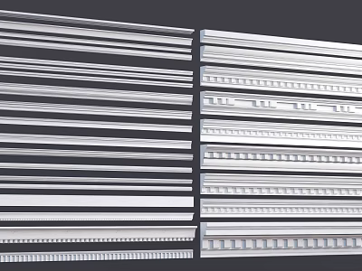Elegant Modern Decorative Gypsum Cornice Styles with Various Patterns for Interior Design 3d model