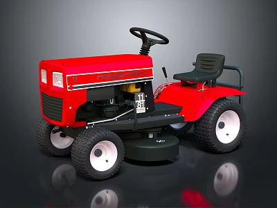 Red Agricultural Tractor With Compact Design For Efficient Mowing And Steering Wheel Seat 3d model