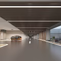 Modern Parking Garage With Spacious Interior Orange Sports Car Bright Lighting And Clean Floor