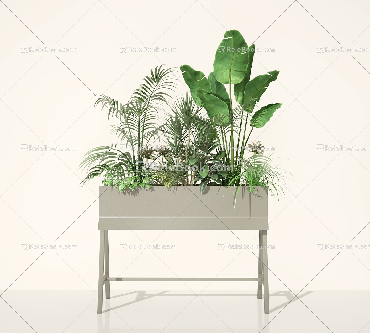 Modern potted potted plant combination plant pile shrub 3d model