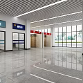 Modern Spacious Reception Area With Service Room Cashier Room Elevators And Large Windows