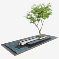 Modern Water Fountain Design With Small Tree And Stone Pathway 3d model