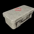 Vintage Medical First Aid Kit With Red Cross Symbol And Metal Case