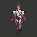 Anime Style 3D Female Character with Pink Hair Heart Shaped Accessory and White Fluffy Coat
