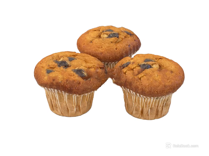 Freshly Baked Chocolate Chip Muffins In Paper Liners With Golden Brown Tops 3d model 
