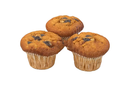 Freshly Baked Chocolate Chip Muffins In Paper Liners With Golden Brown Tops 3d model