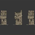 Unique Wooden Stone Decorative Stacked Structures Featuring Bell Accents And Sturdy Base