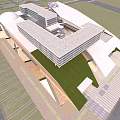 Modern Architectural Building With Glass Curtain Walls Dome And Spacious Open Plaza Area