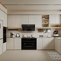 Modern Kitchen Interior Design With White Cabinets Black Appliances And Countertop